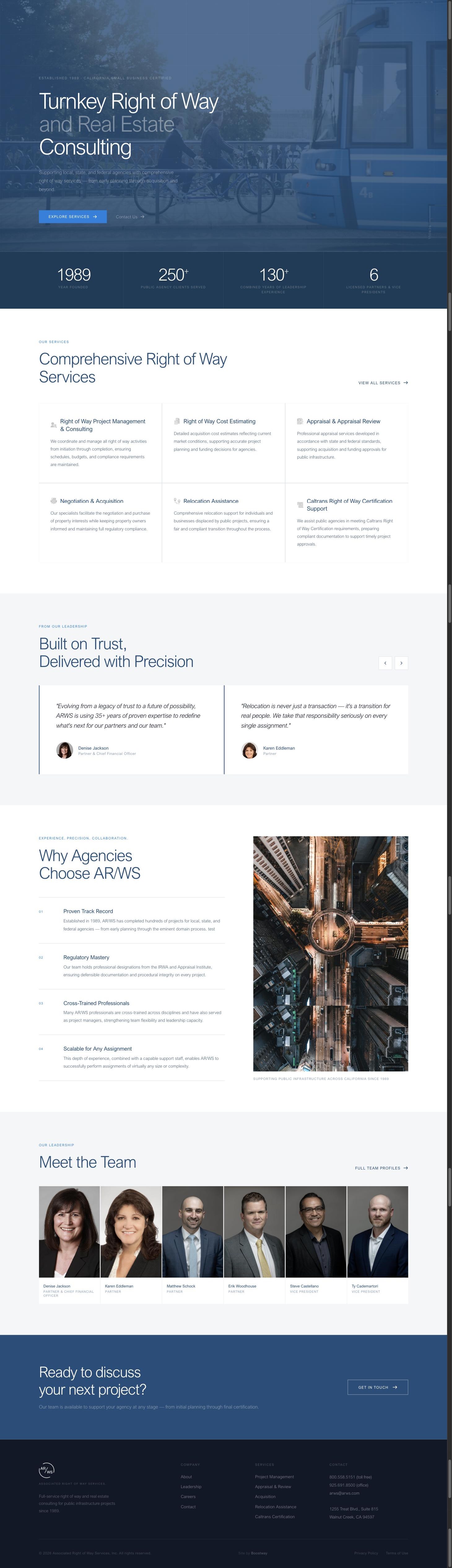 Full page of the AR/WS website