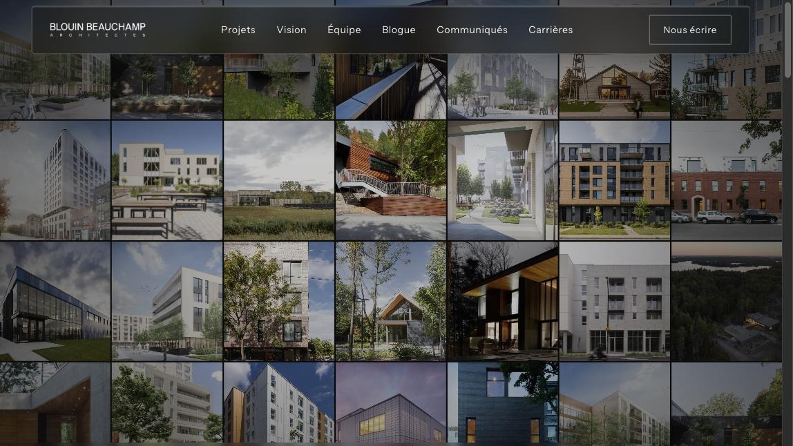 Blouin Beauchamp Architectes website concept &mdash; homepage mosaic