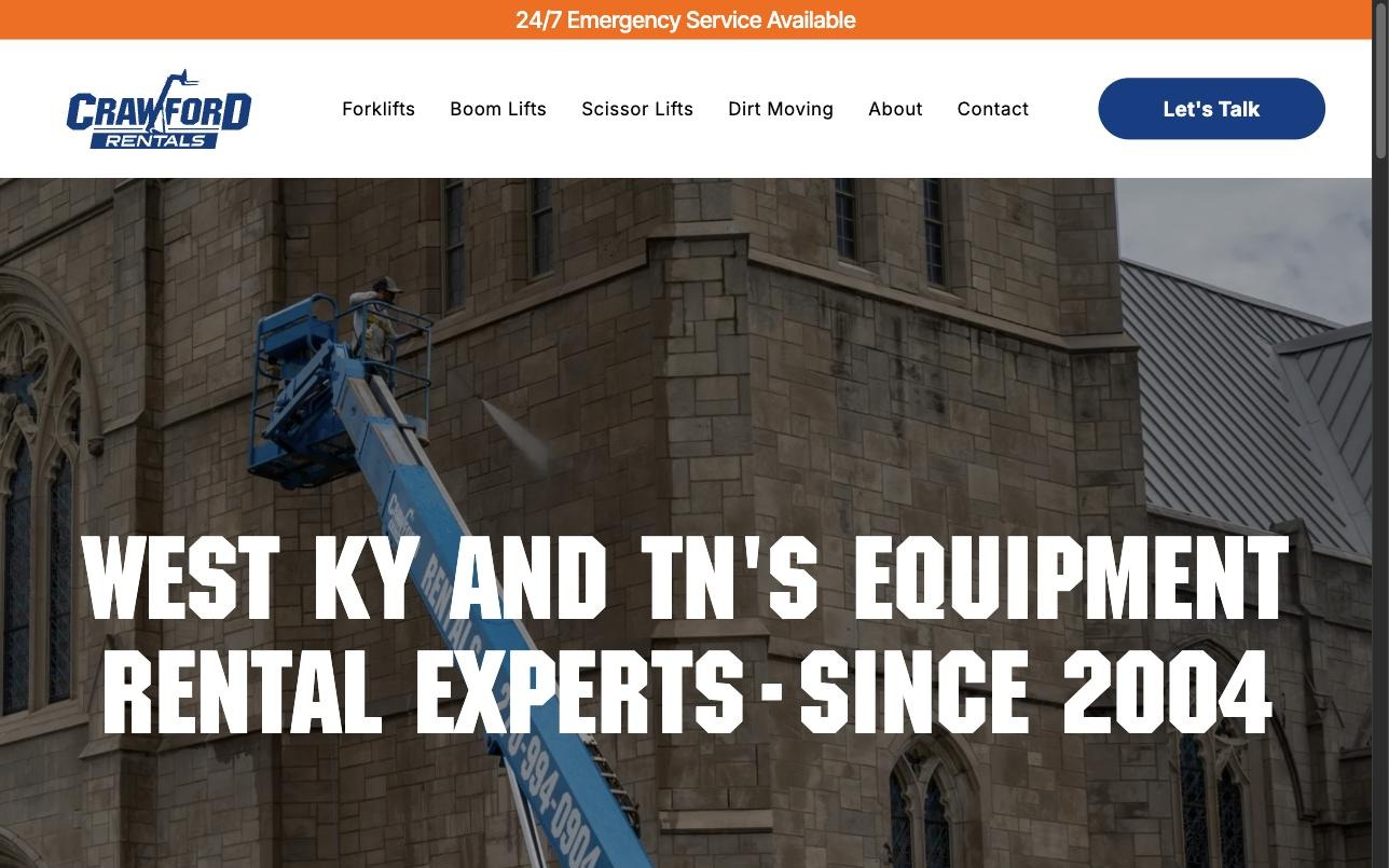 Crawford Equipment Rentals Website Design & WordPress Development