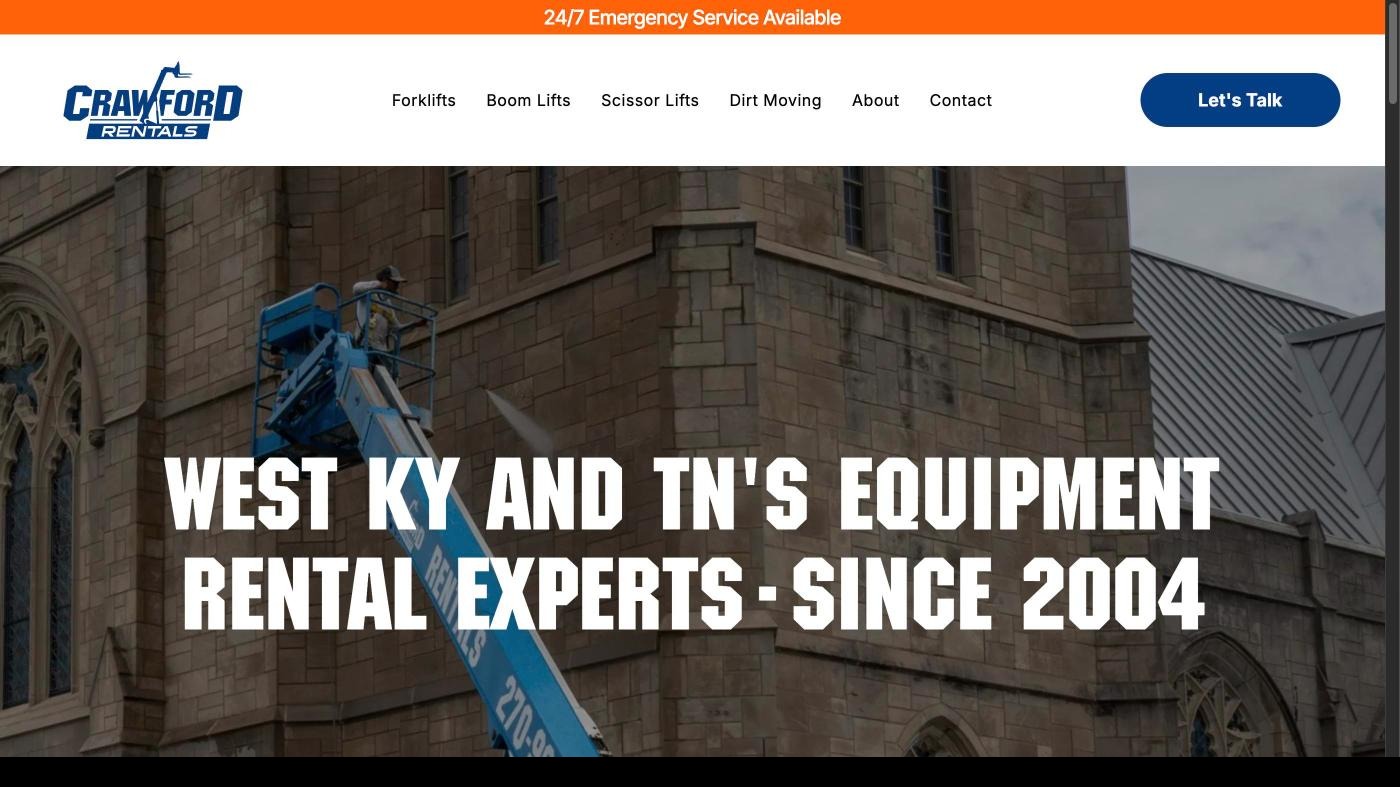 Crawford Equipment Rentals website